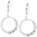 Wholesale cubic zirconia circle silver earrings